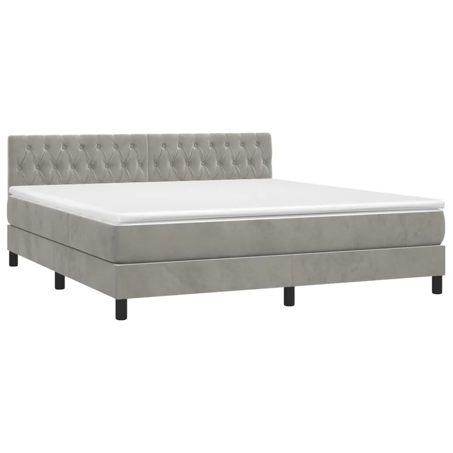 Sommier à lattes de lit avec matelas LED Gris clair 160x200 cm - 3