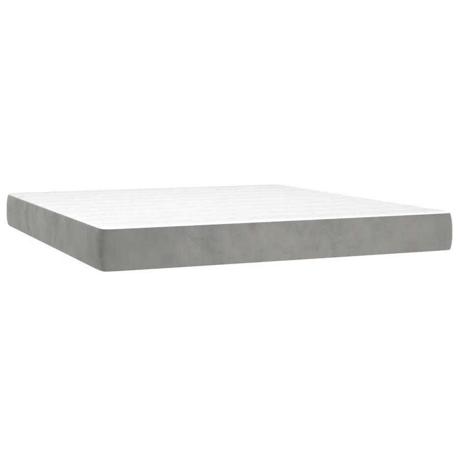 Sommier à lattes de lit avec matelas LED Gris clair 160x200 cm - 6