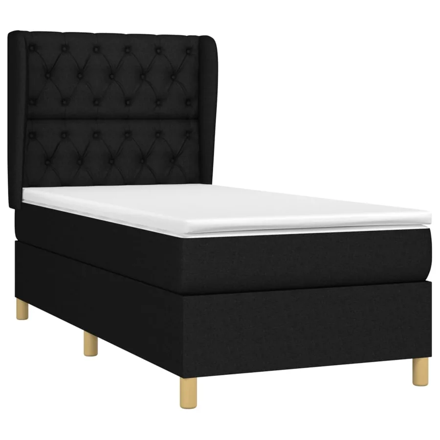 Sommier à lattes de lit et matelas Noir 80x200 cm Tissu - 3