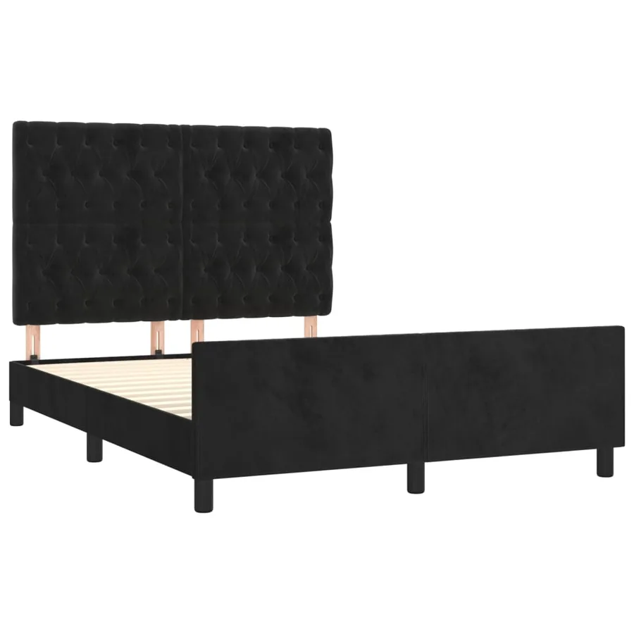 Cadre de lit sans matelas noir 140x190 cm velours - 4
