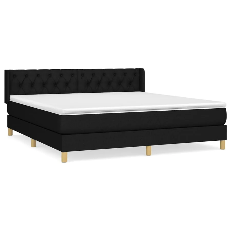 Sommier à lattes de lit avec matelas Noir 160x200 cm Tissu - 2