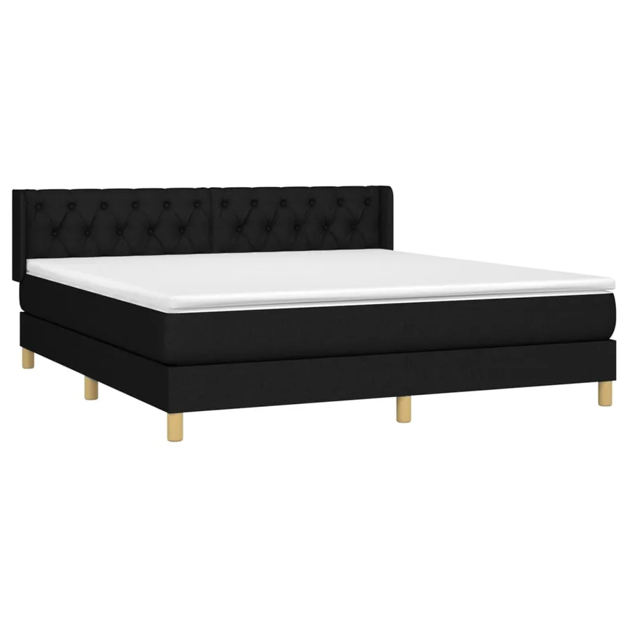 Sommier à lattes de lit avec matelas Noir 160x200 cm Tissu - 3