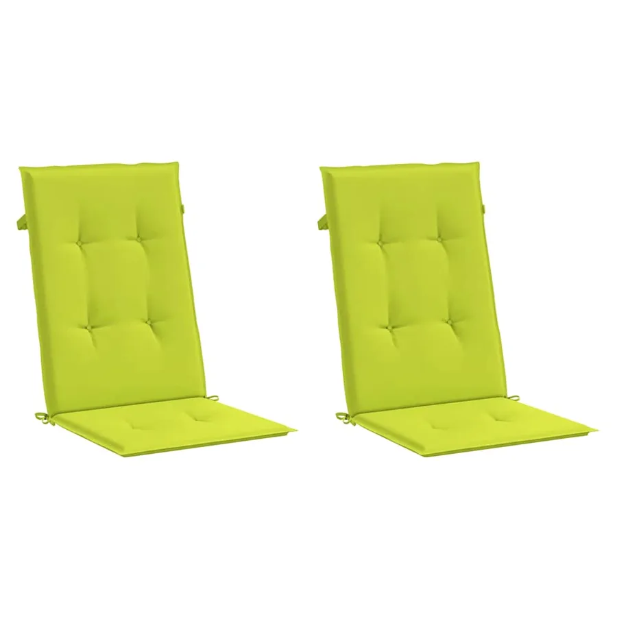 Coussins de chaise de jardin à dossier haut lot de 2 vert vif - 2