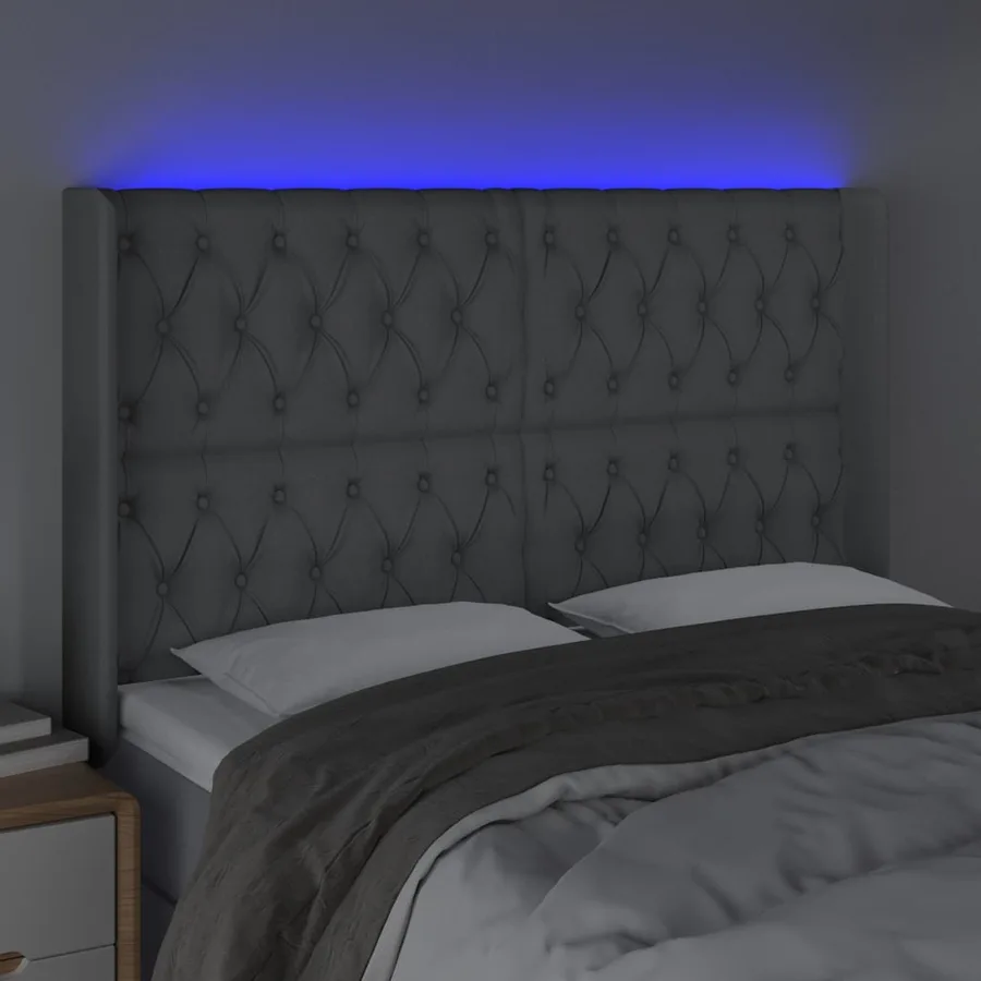 Tête de lit à LED Gris clair 163x16x118/128 cm Tissu - 4