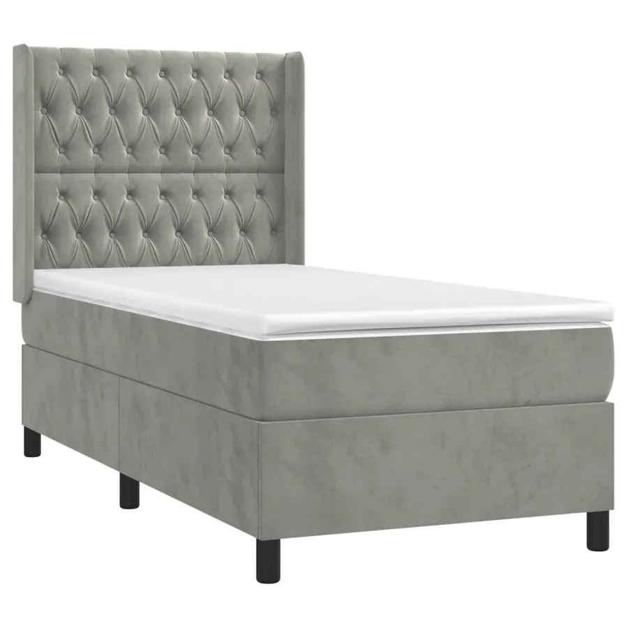 Sommier à lattes de lit matelas LED Gris clair 80x200cm Velours - 4
