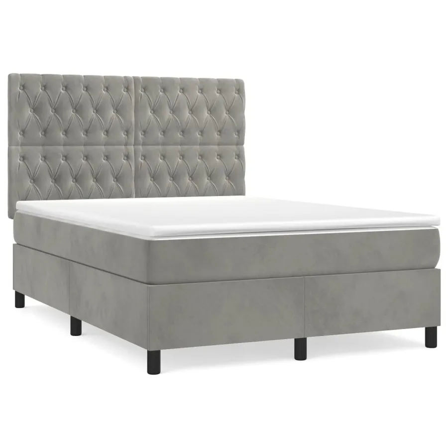 Sommier à lattes de lit et matelas Gris clair 140x200cm Velours - 2