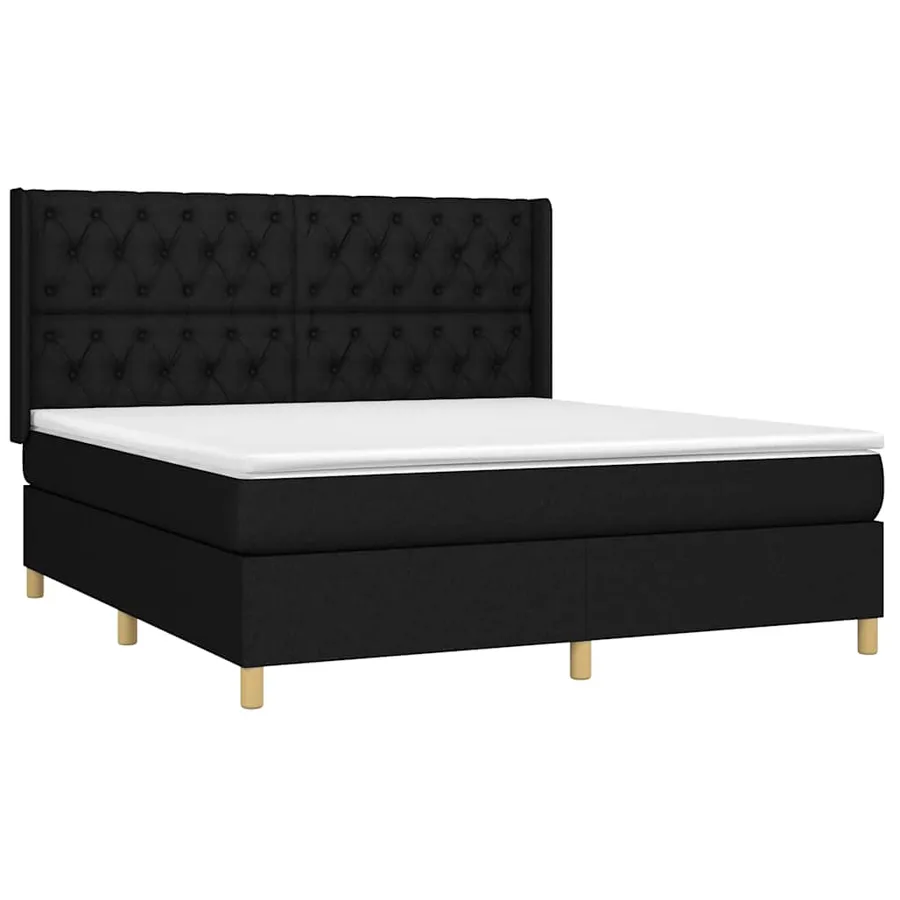 Sommier à lattes de lit avec matelas Noir 160x200 cm Tissu - 3