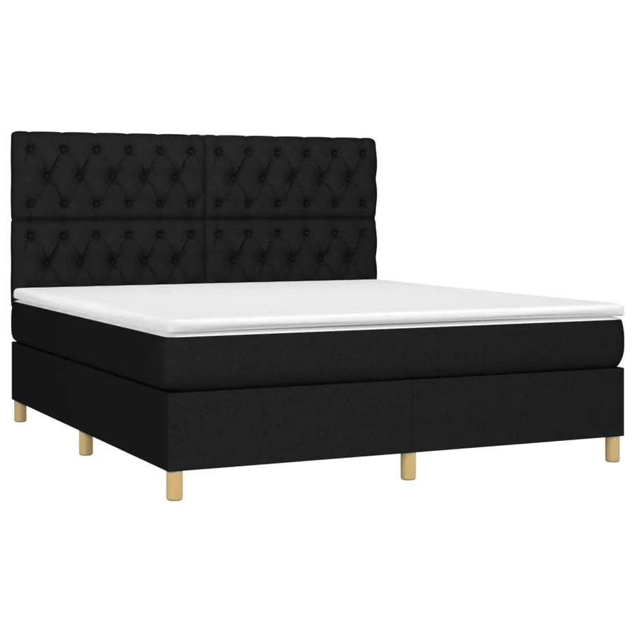 Sommier à lattes de lit avec matelas Noir 160x200 cm Tissu - 3