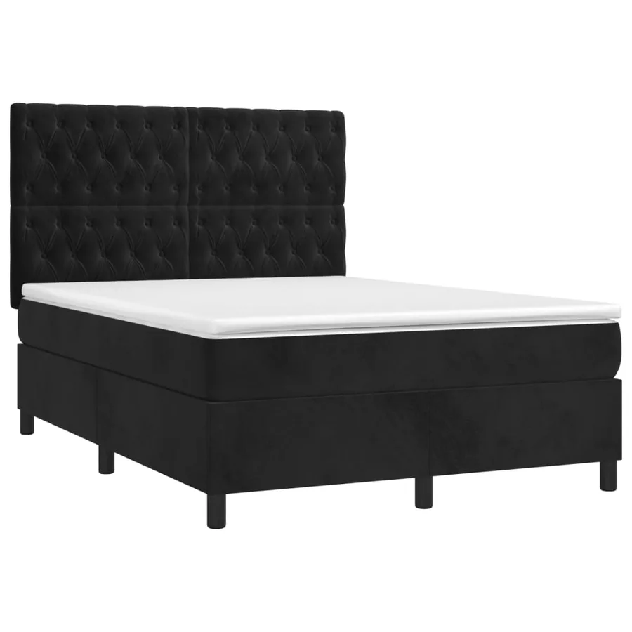 Sommier à lattes de lit avec matelas Noir 140x200 cm Velours - 3