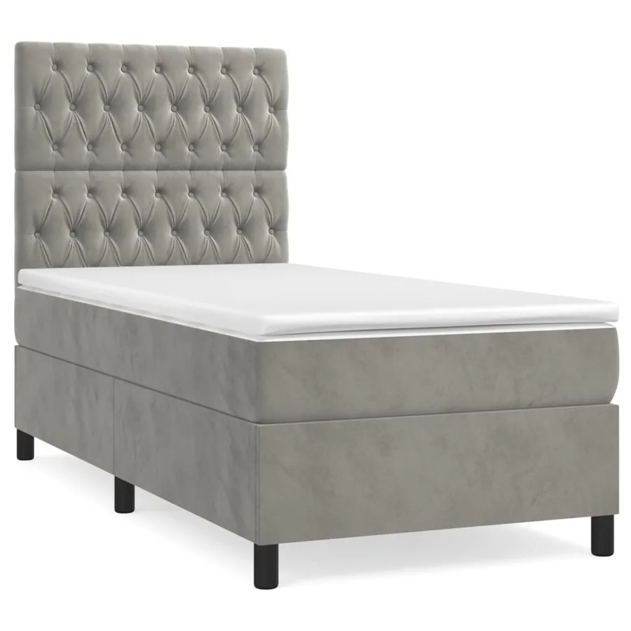 Sommier à lattes de lit et matelas Gris clair 80x200 cm Velours - 2