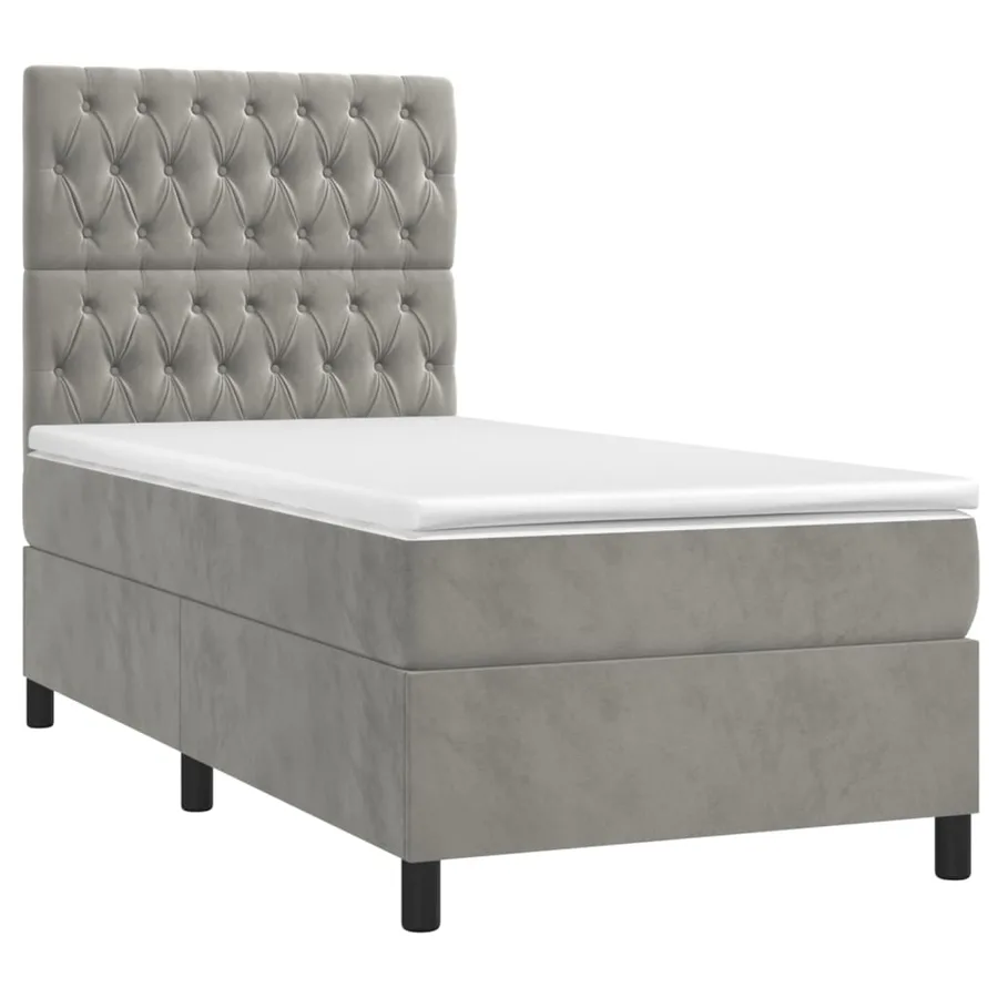Sommier à lattes de lit et matelas Gris clair 80x200 cm Velours - 3