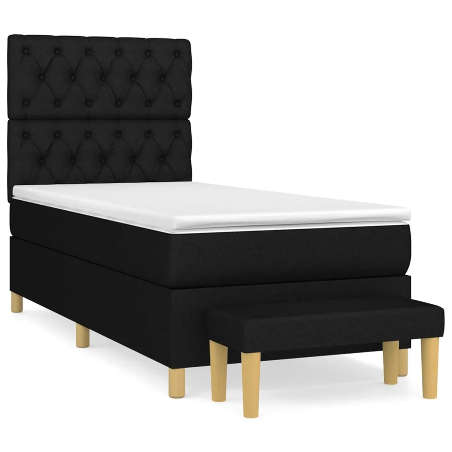 Sommier à lattes de lit et matelas Noir 80x200 cm Tissu - 2