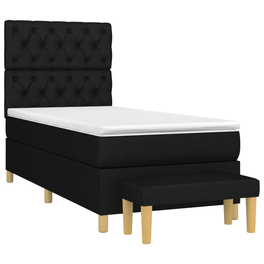 Sommier à lattes de lit et matelas Noir 80x200 cm Tissu - 3
