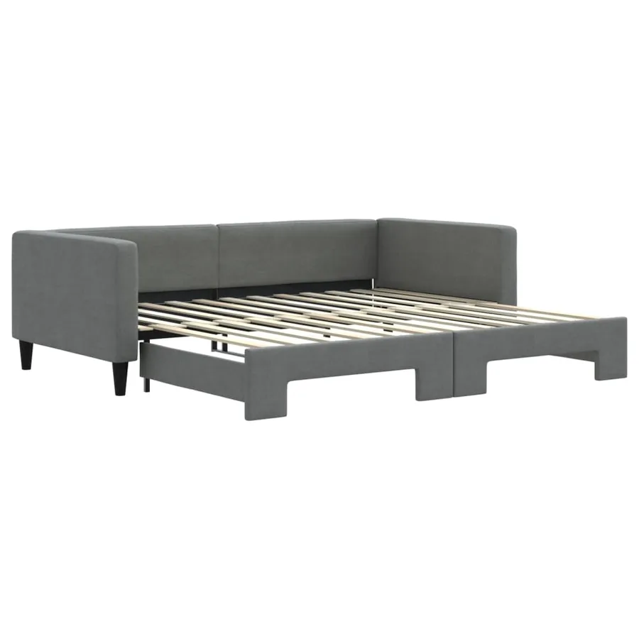 Lit de jour avec gigogne sans matelas gris foncé 100x200 cm - 2