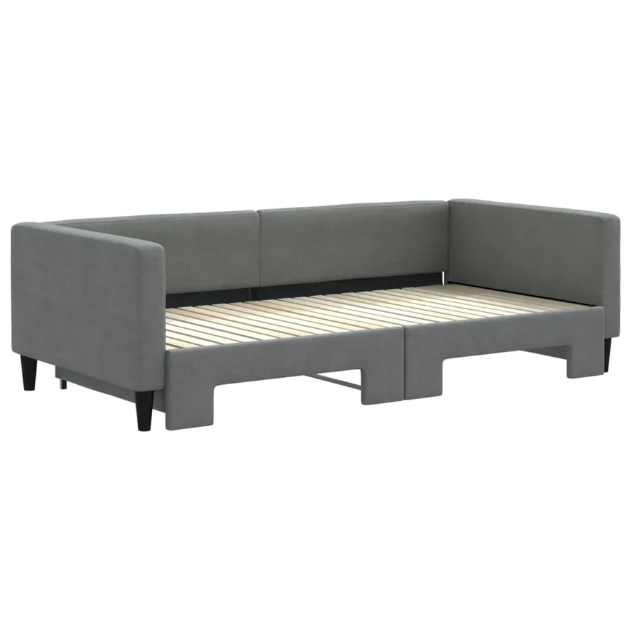 Lit de jour avec gigogne sans matelas gris foncé 100x200 cm - 3