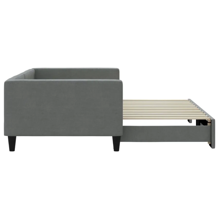 Lit de jour avec gigogne sans matelas gris foncé 100x200 cm - 4