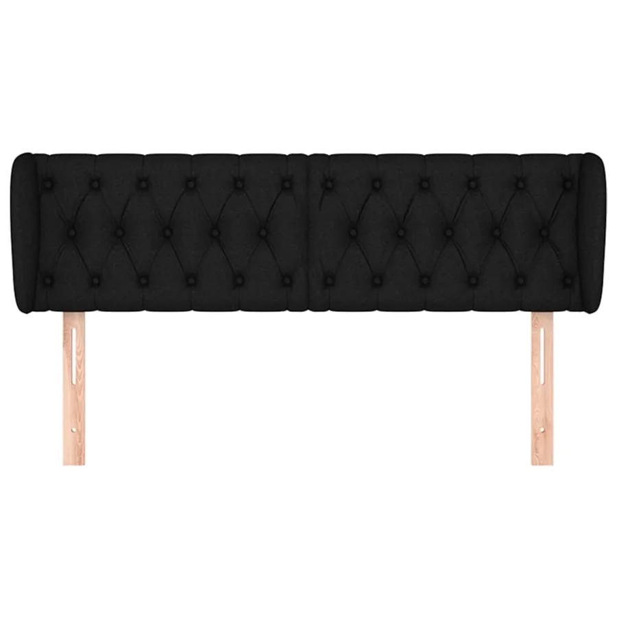 Tête de lit avec oreilles Noir 163x23x78/88 cm Tissu - 3