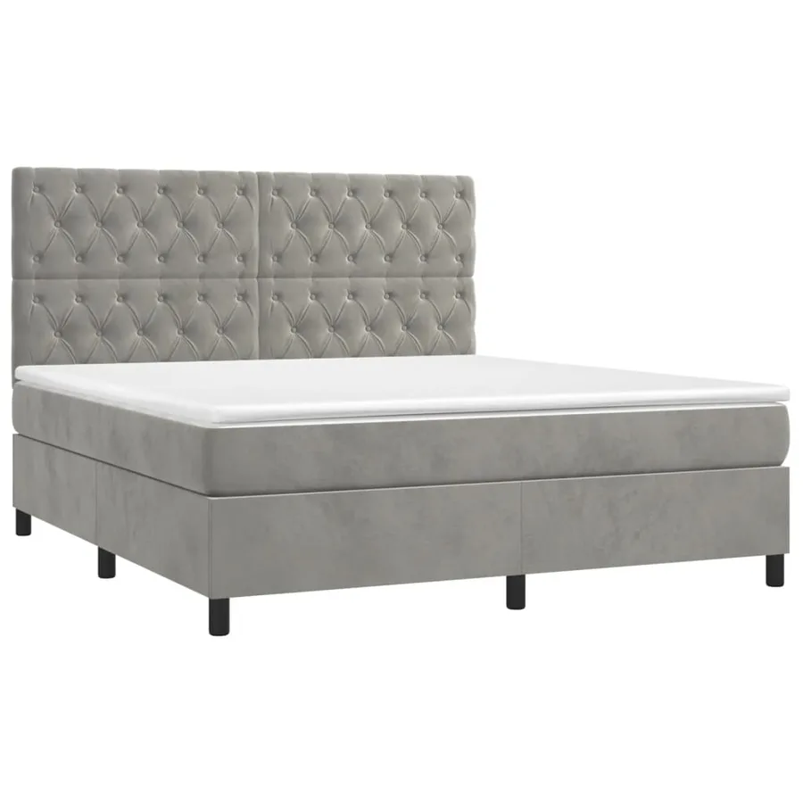 Sommier à lattes de lit et matelas Gris clair 160x200cm Velours - 3