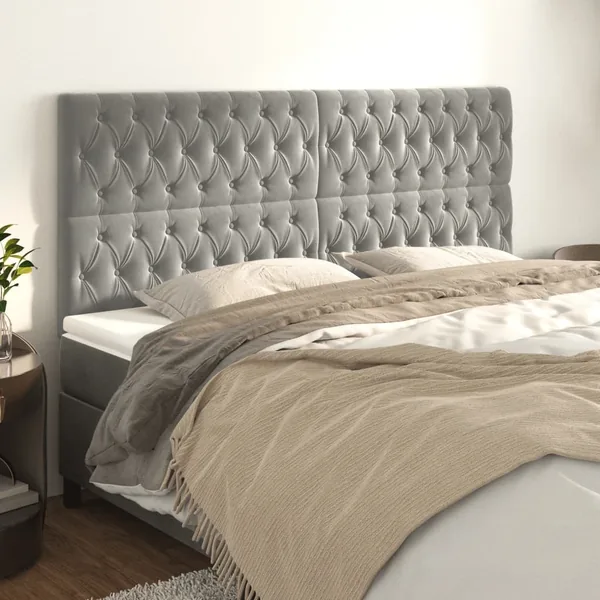 Tête de lit Gris clair 200 x 7 x 118/128 cm Velours