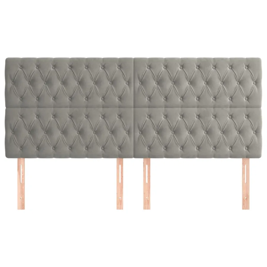 Tête de lit Gris clair 200 x 7 x 118/128 cm Velours - 3