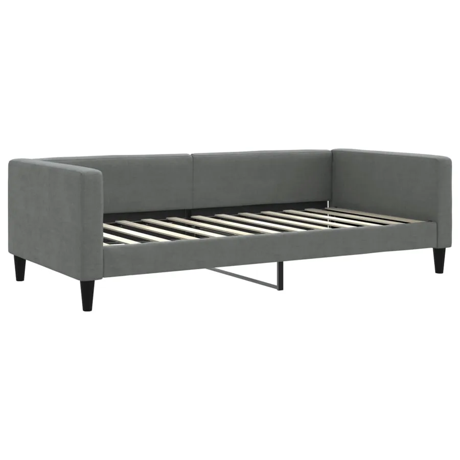 Lit de jour avec gigogne et matelas gris foncé 100x200 cm tissu - 4