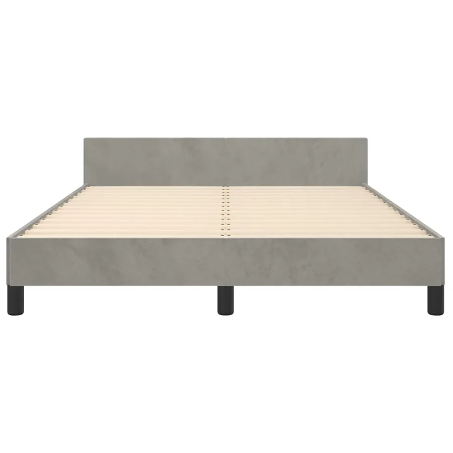 Cadre de lit sans matelas gris clair 140x190 cm velours - 6