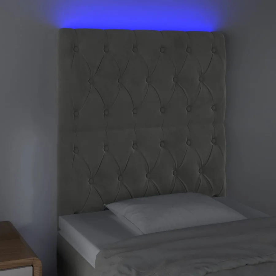 Tête de lit à LED Gris clair 80x7x118/128 cm Velours - 3
