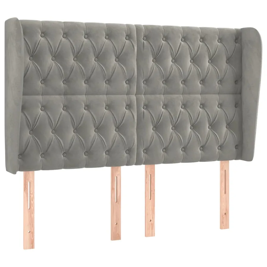Tête de lit avec oreilles Gris clair 163x23x118/128 cm Velours - 2