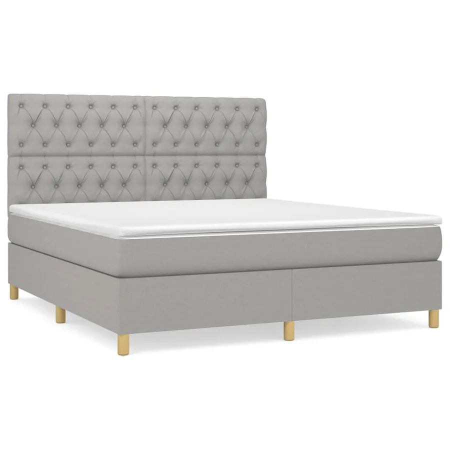 Sommier à lattes de lit avec matelas Gris clair 160x200cm Tissu - 2