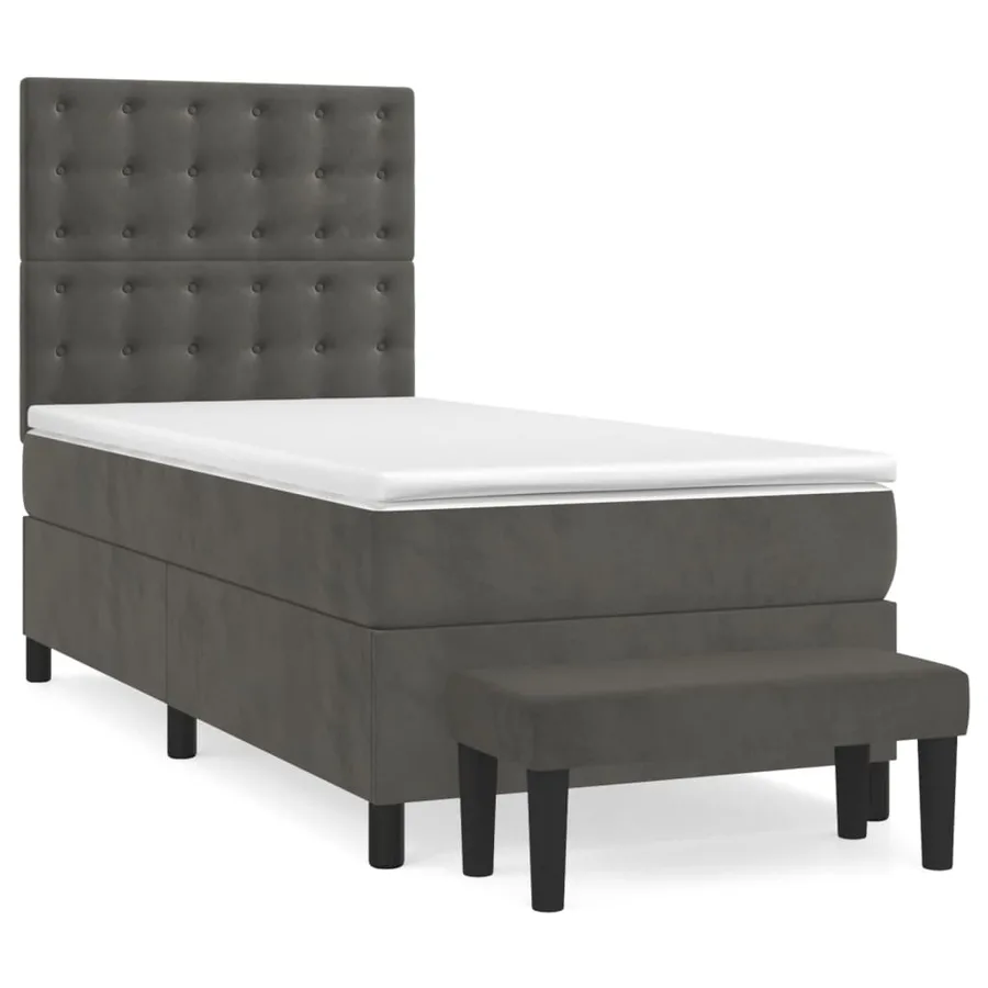 Sommier à lattes de lit et matelas Gris foncé 90x190 cm Velours - 2
