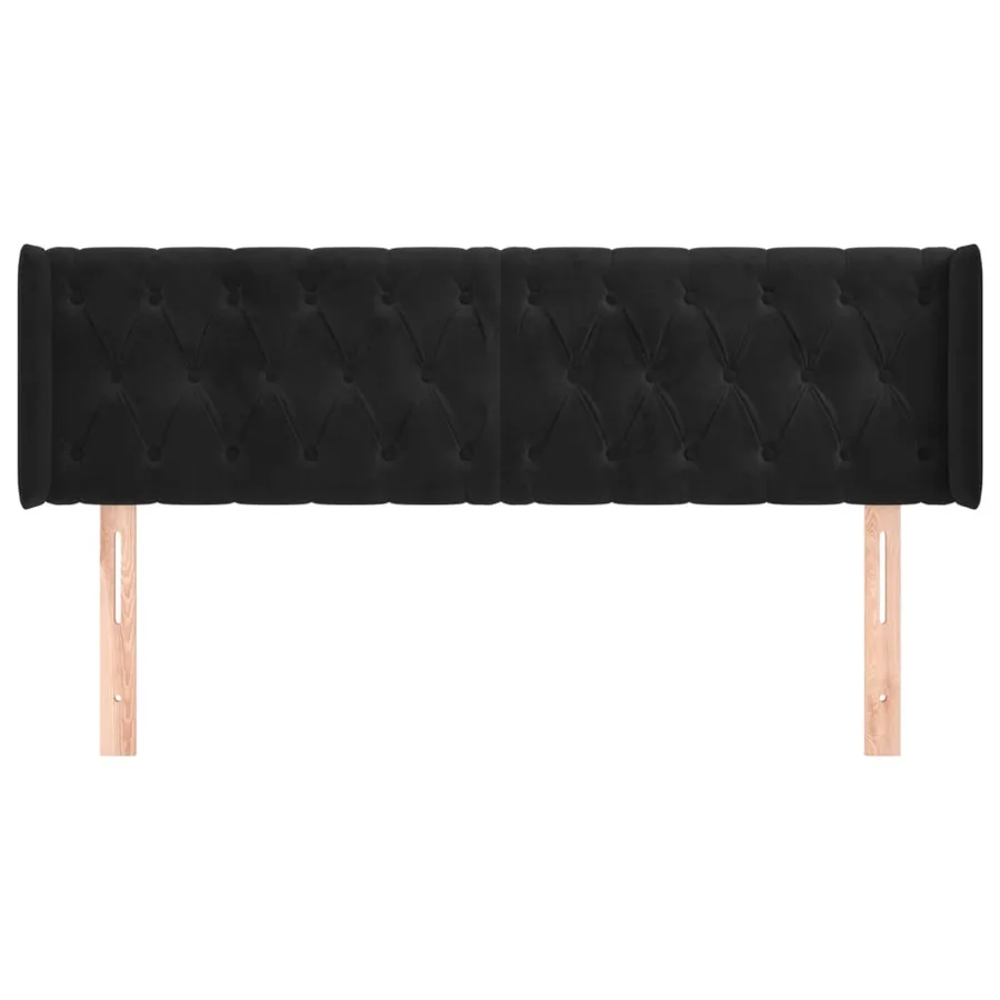 Tête de lit avec oreilles Noir 163x16x78/88 cm Velours - 3