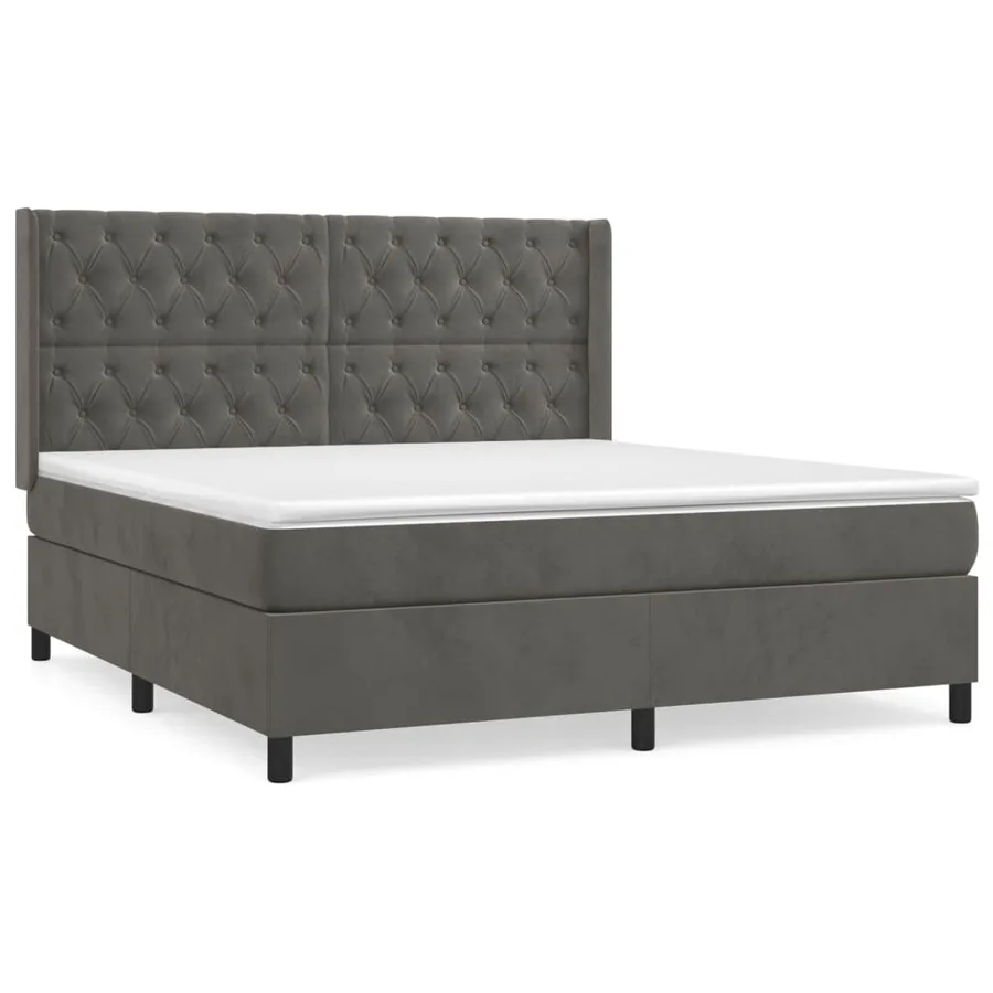 Sommier à lattes de lit et matelas Gris foncé 160x200cm Velours - 2
