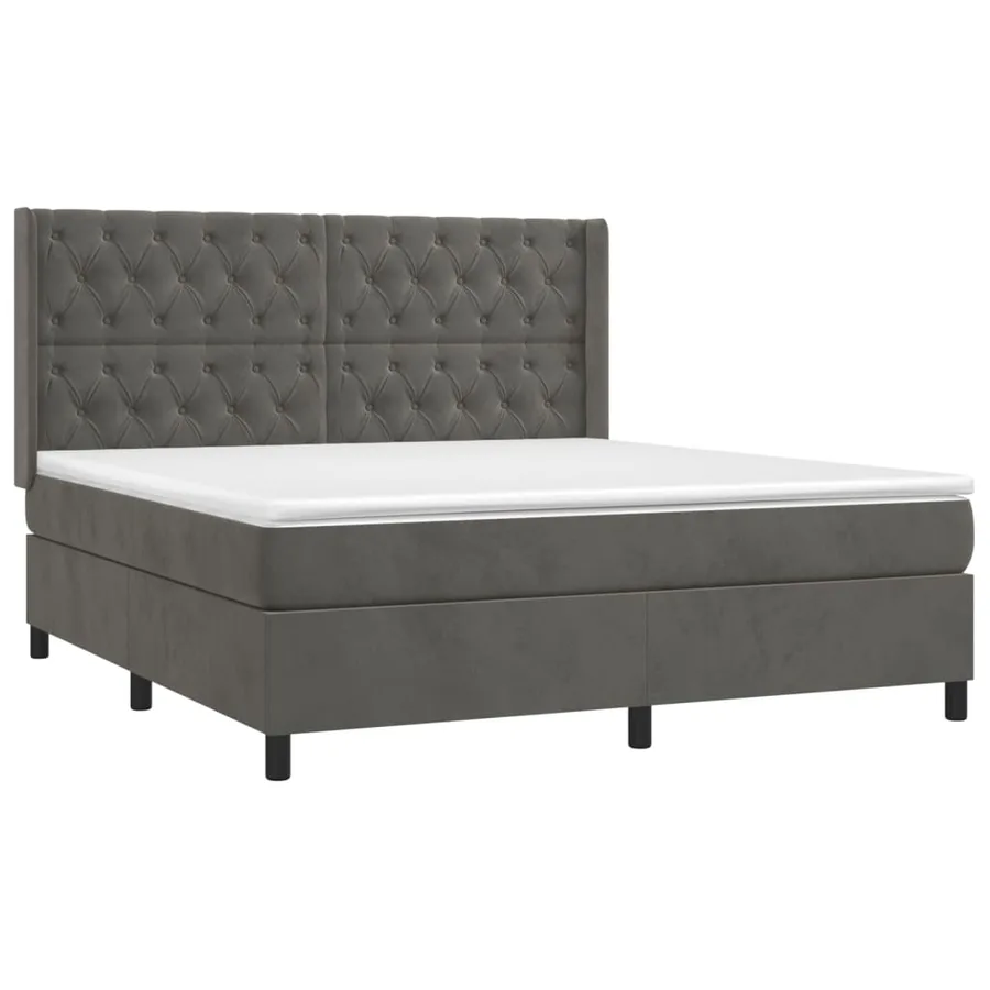 Sommier à lattes de lit et matelas Gris foncé 160x200cm Velours - 3