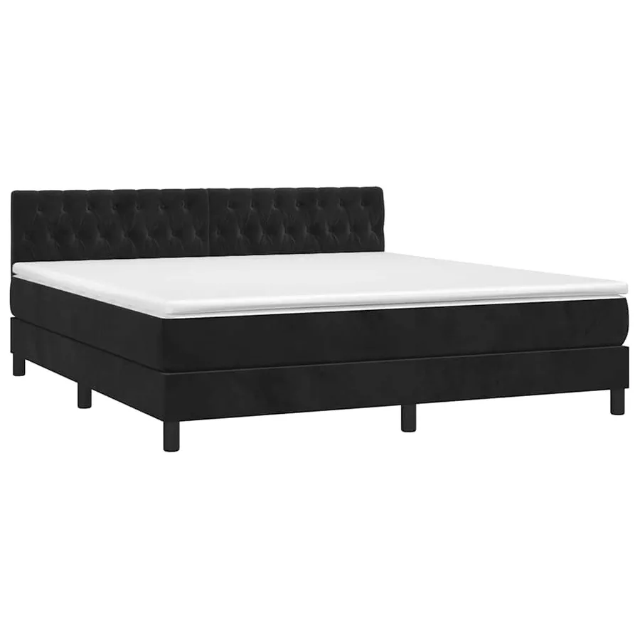 Sommier à lattes de lit avec matelas et LED Noir 160x200 cm - 3