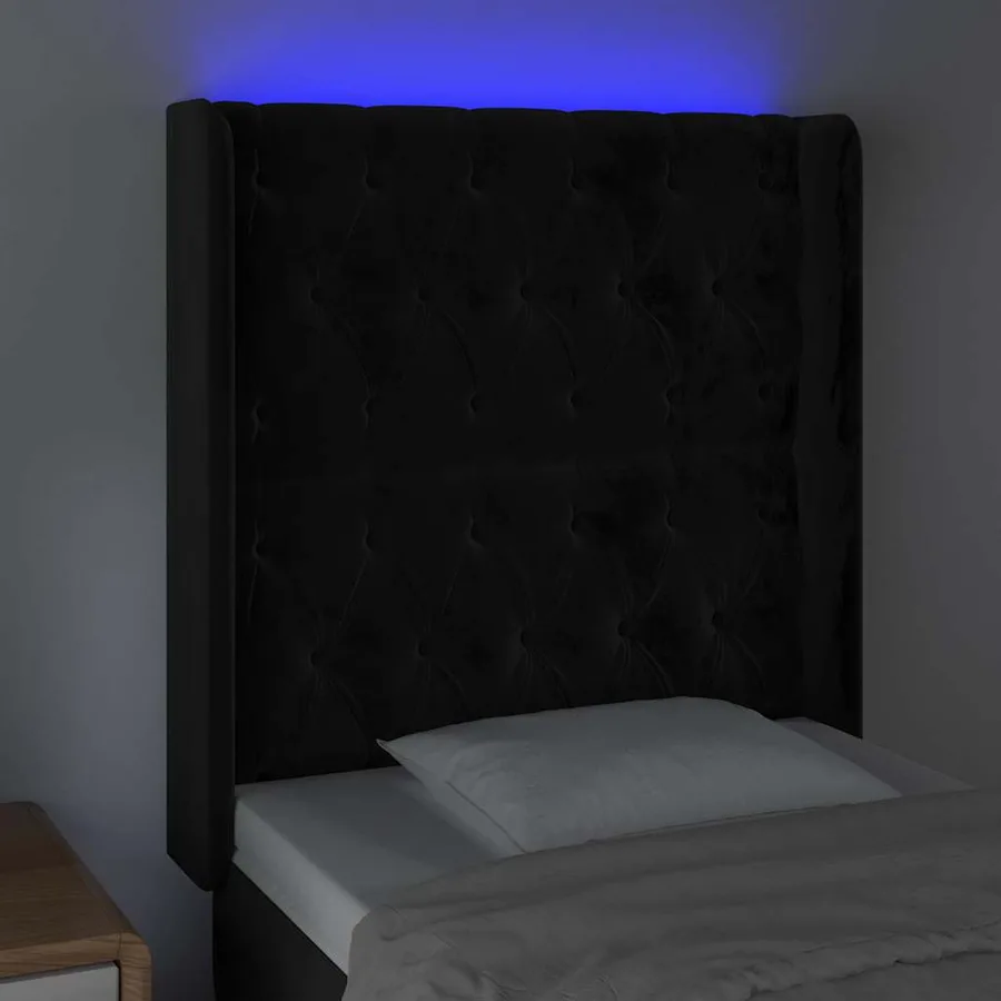 Tête de lit à LED Noir 83x16x118/128 cm Velours - 4