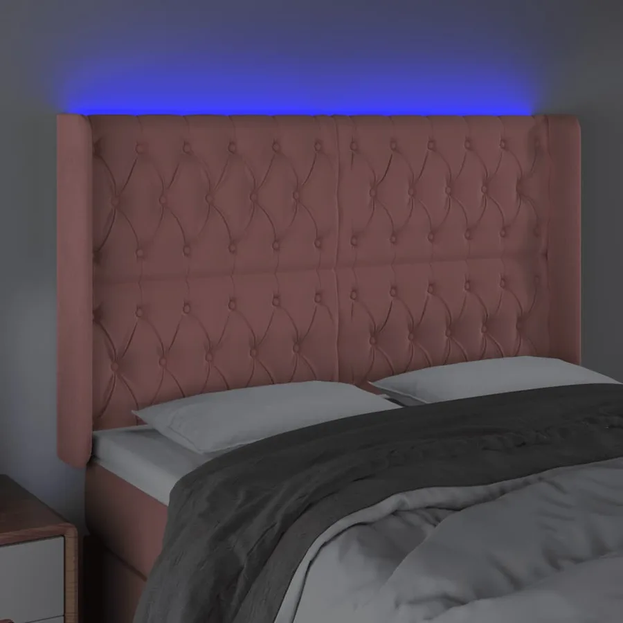 Tête de lit à LED Rose 147x16x118/128 cm Velours - 4