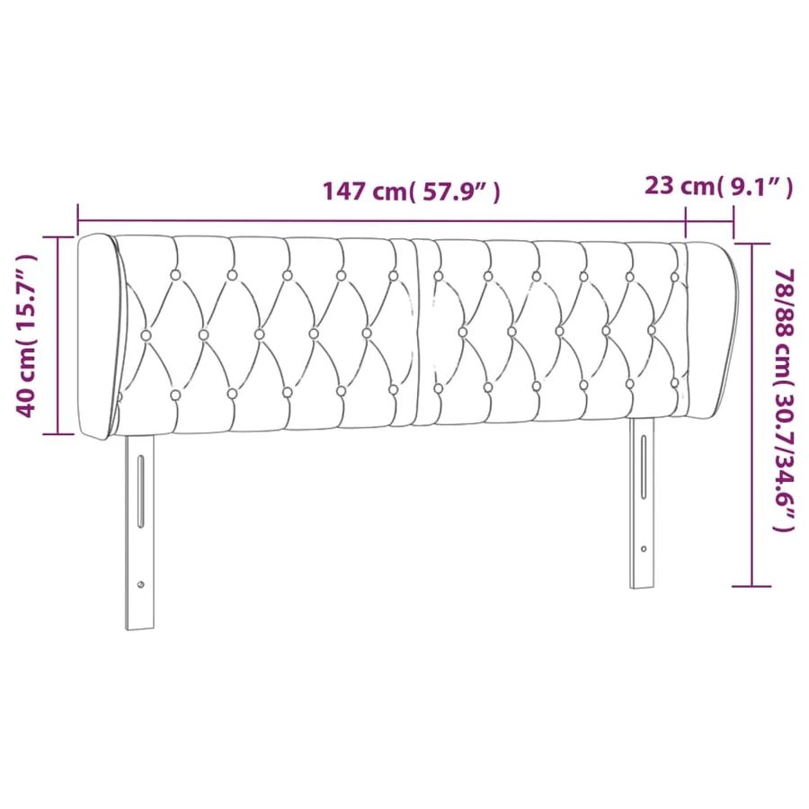 Tête de lit avec oreilles Rose 147x23x78/88 cm Velours - 9