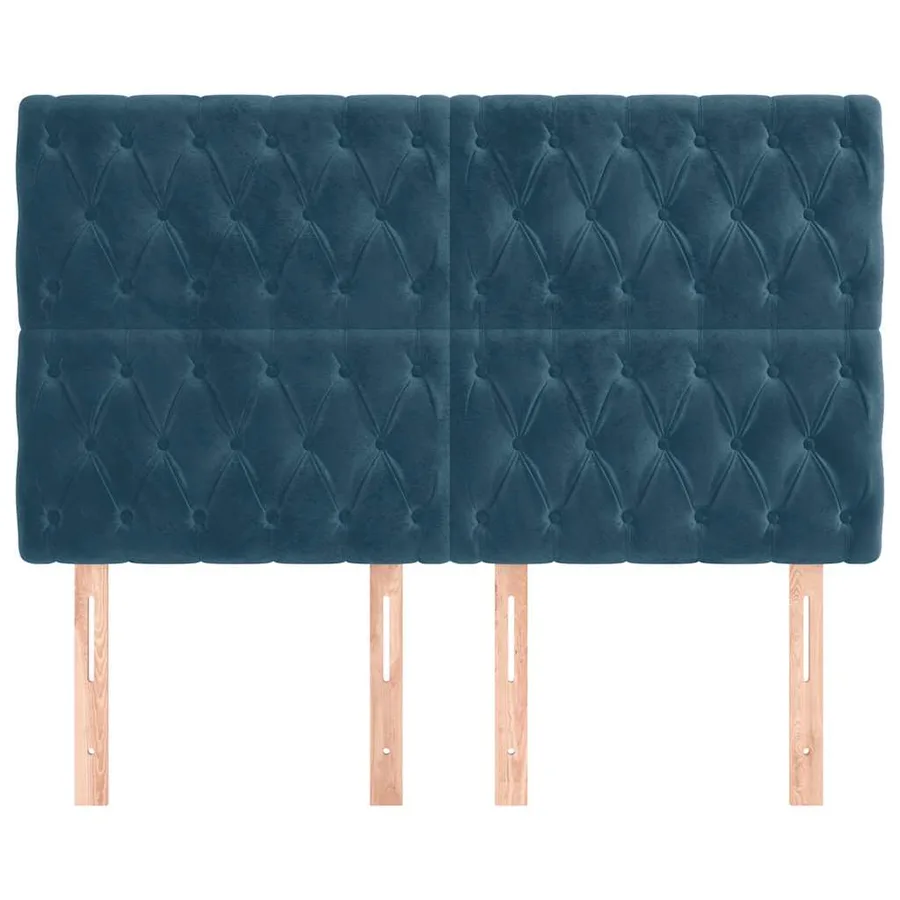 Tête de lit Bleu foncé 144 x 7 x 118/128 cm Velours - 3