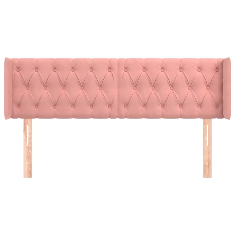 Tête de lit avec oreilles Rose 147x16x78/88 cm Velours - 3