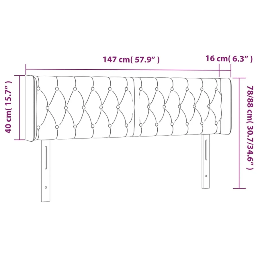 Tête de lit avec oreilles Rose 147x16x78/88 cm Velours - 9
