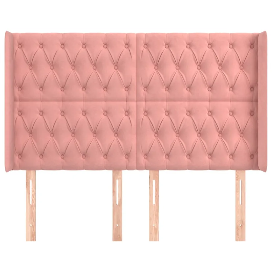 Tête de lit avec oreilles Rose 147x16x118/128 cm Velours - 3