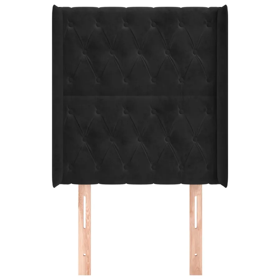 Tête de lit avec oreilles Noir 83x16x118/128 cm Velours - 3