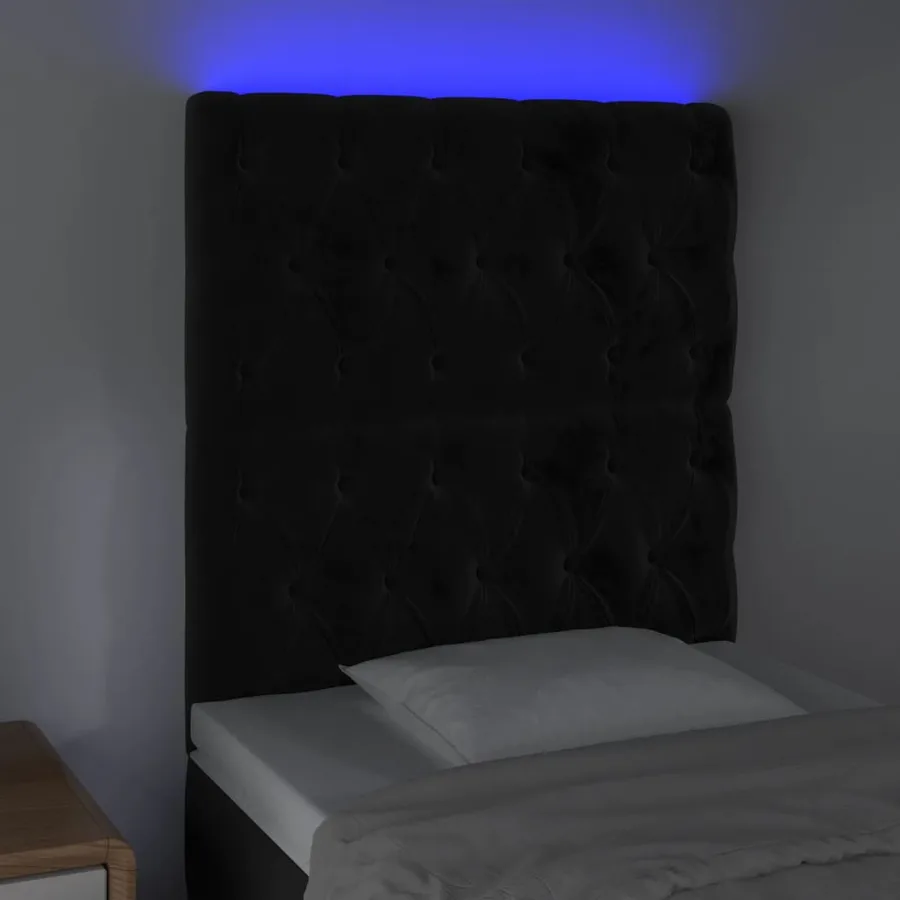 Tête de lit à LED Noir 80x7x118/128 cm Velours - 3