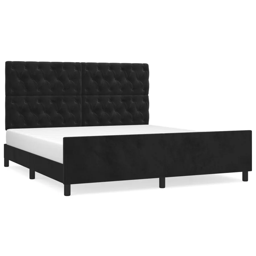 Cadre de lit sans matelas noir 160x200 cm velours - 2