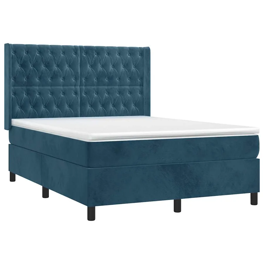 Sommier à lattes de lit matelas et LED Bleu foncé 140x200 cm - 3