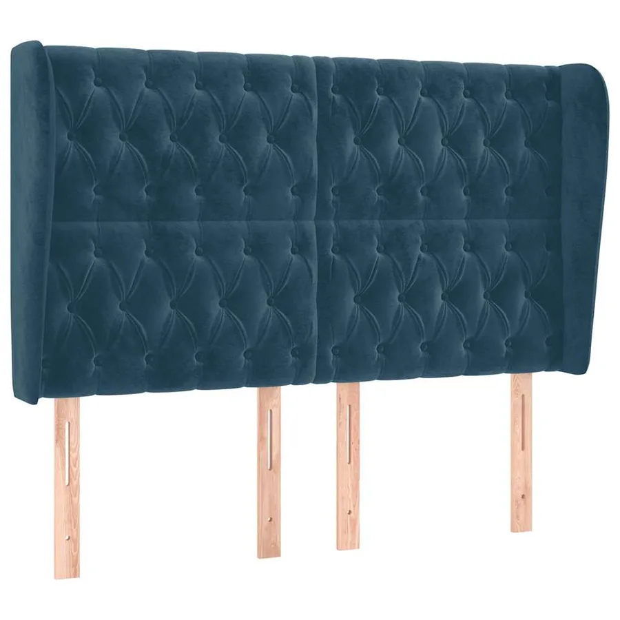 Tête de lit avec oreilles Bleu foncé 147x23x118/128 cm Velours - 2