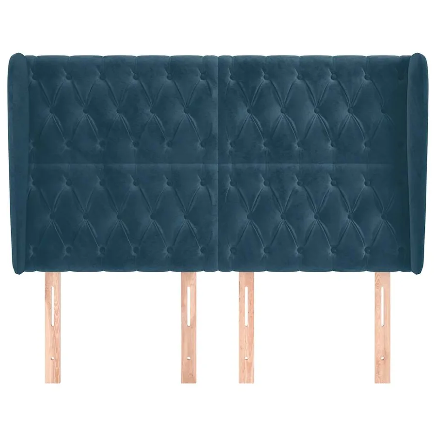 Tête de lit avec oreilles Bleu foncé 147x23x118/128 cm Velours - 3