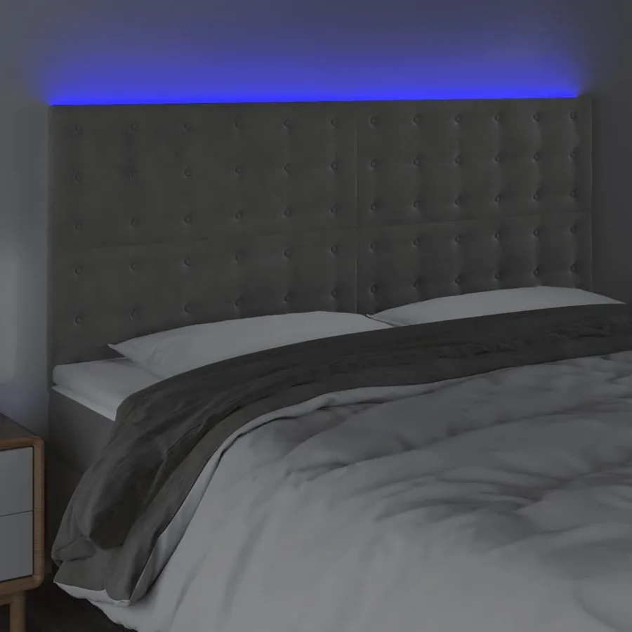 Tête de lit à LED Gris clair 180x5x118/128 cm Velours - 3