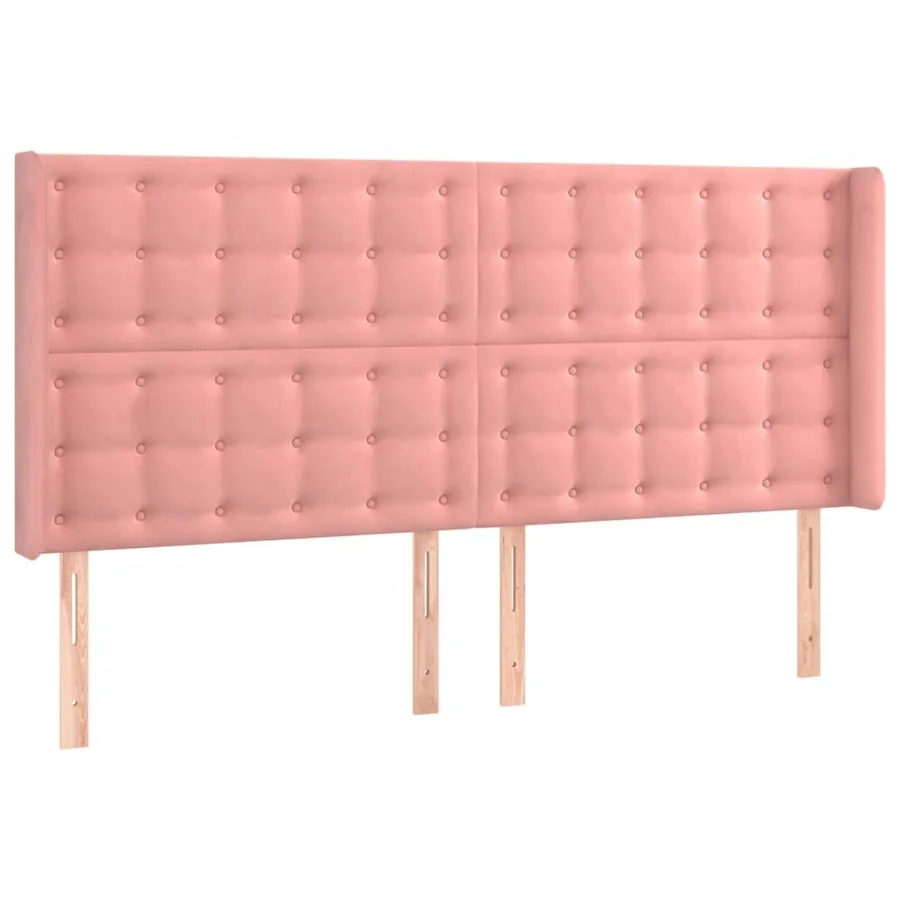 Tête de lit avec oreilles Rose 183x16x118/128 cm Velours - 2