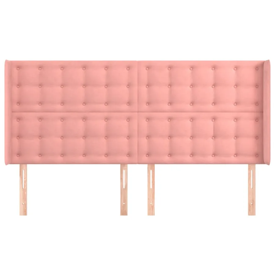 Tête de lit avec oreilles Rose 183x16x118/128 cm Velours - 3